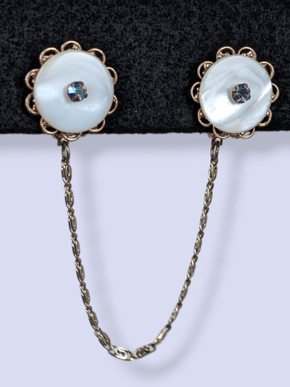 V. Mother of Pearl & AB Crystal Sweater Clip
